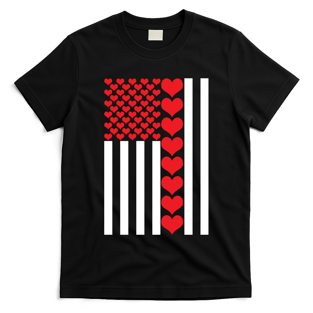 Valentines Day American Flag T-Shirt