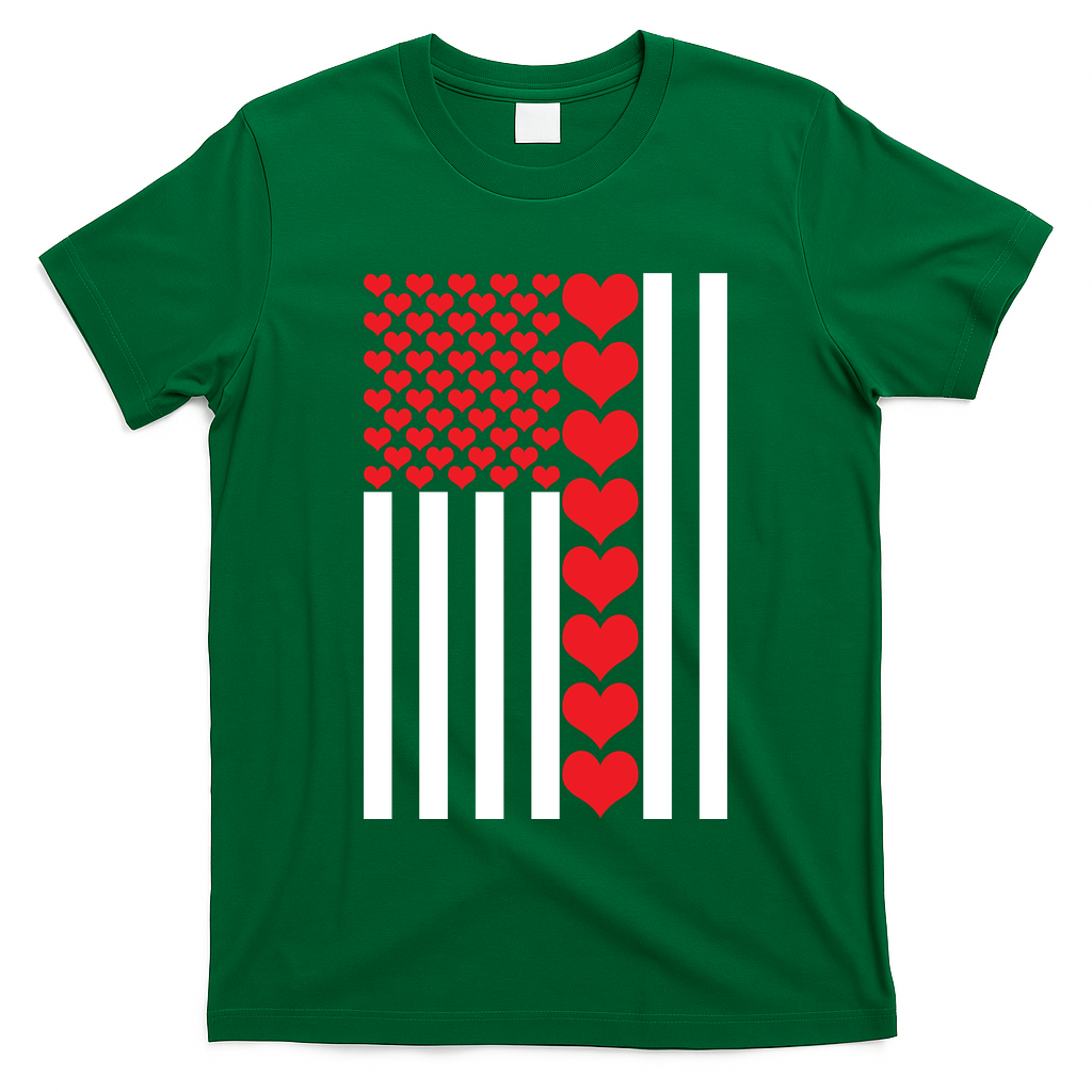 Valentines Day American Flag T-Shirt
