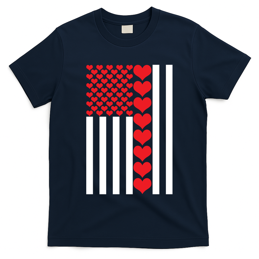 Valentines Day American Flag T-Shirt