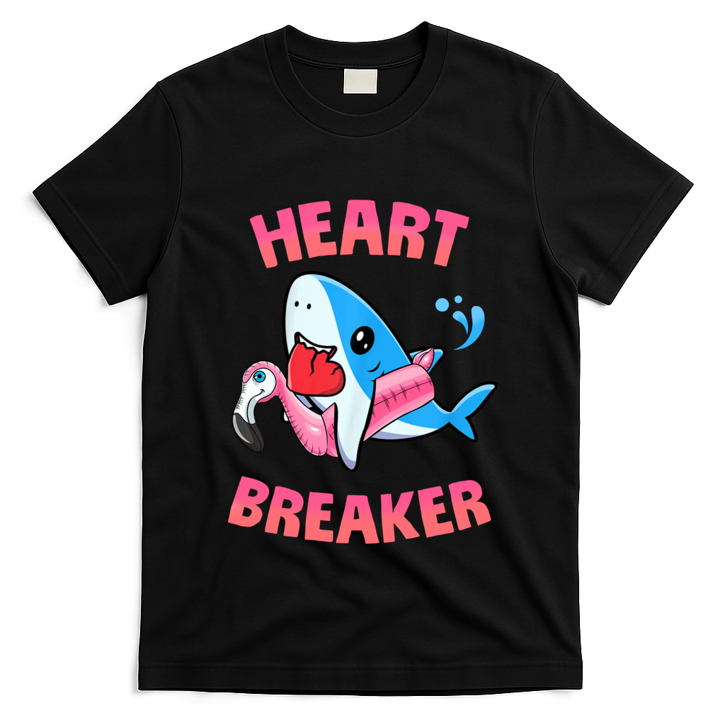 Valentines Day Pool Party Shark Heart Breaker Funny Funny Gift T-Shirt