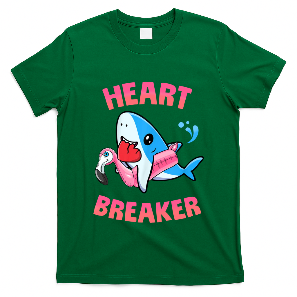 Valentines Day Pool Party Shark Heart Breaker Funny Funny Gift T-Shirt