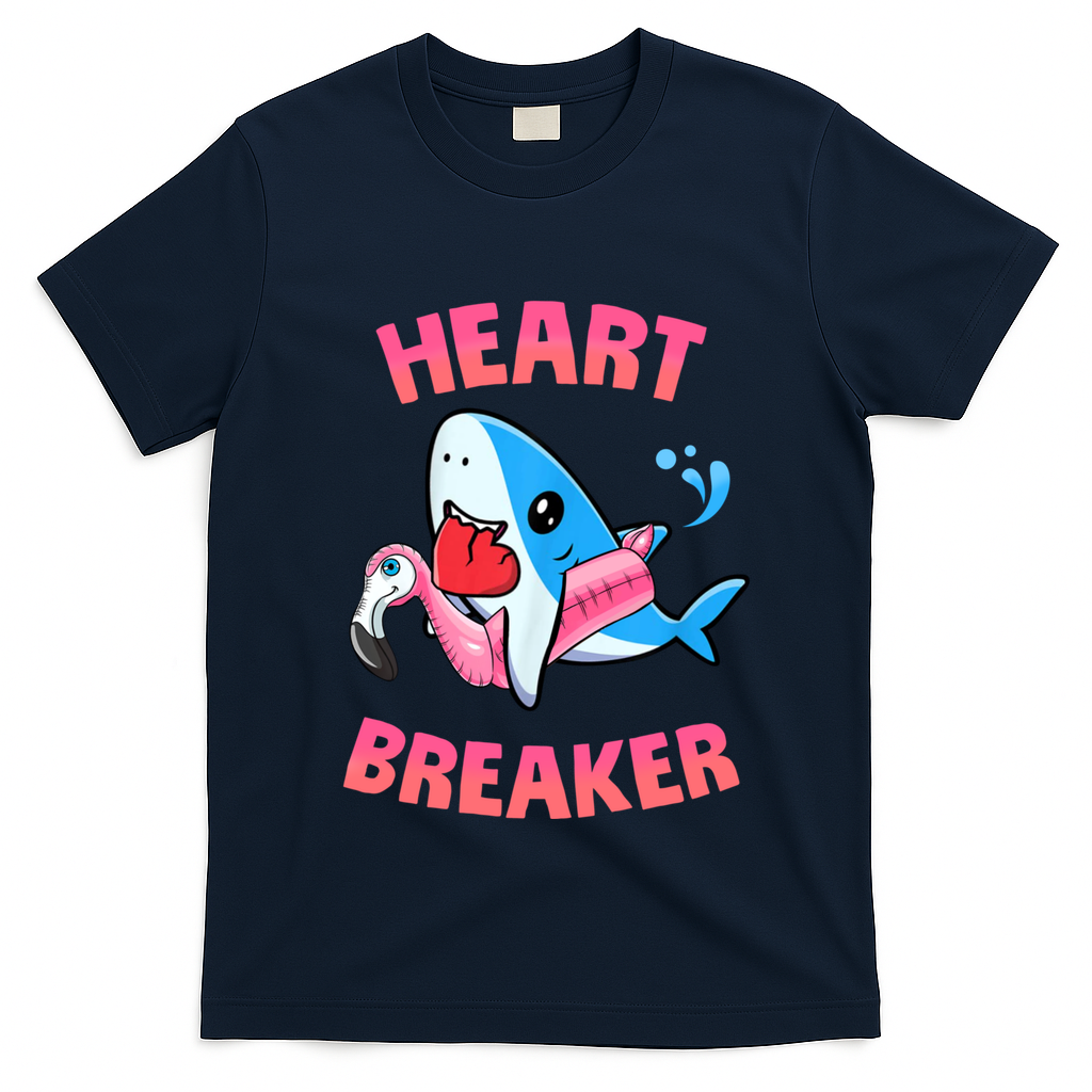 Valentines Day Pool Party Shark Heart Breaker Funny Funny Gift T-Shirt