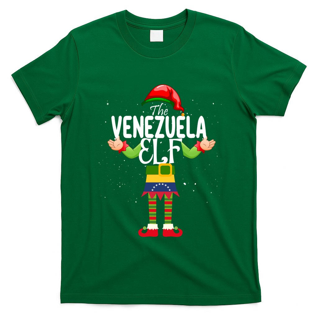 Venezuela Elf Matching Proud Patriotic Group Christmas Party Funny Gift T-Shirt - Irish Green