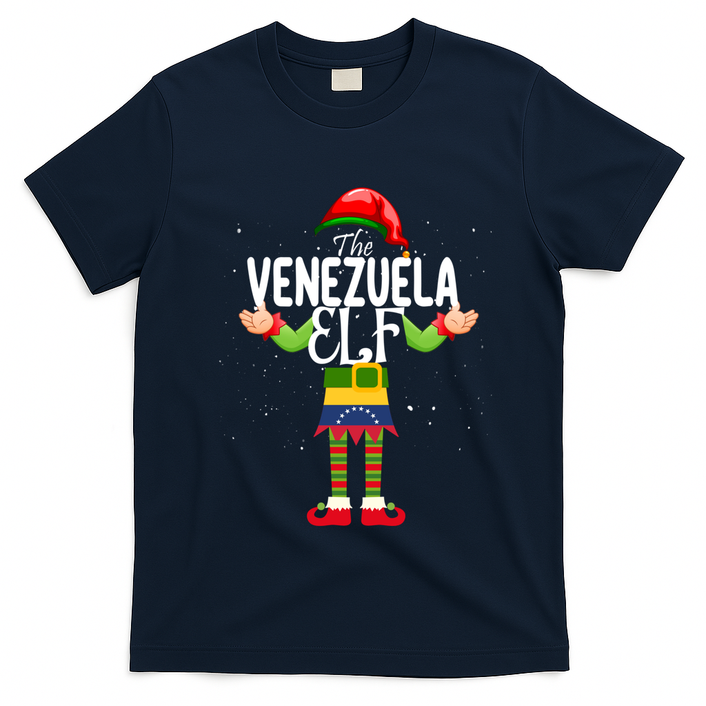 Venezuela Elf Matching Proud Patriotic Group Christmas Party Funny Gift T-Shirt - Navy Blue