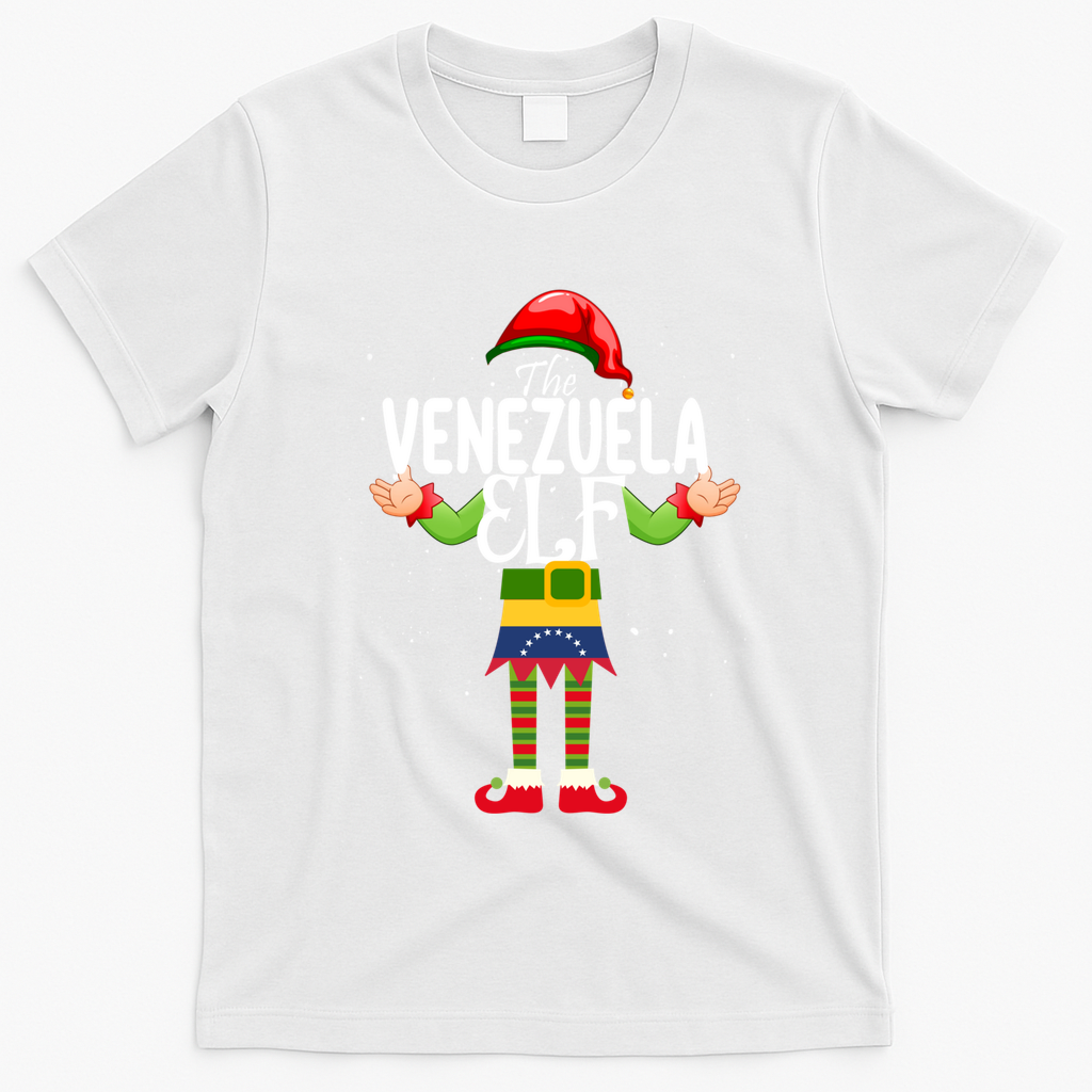 Venezuela Elf Matching Proud Patriotic Group Christmas Party Funny Gift T-Shirt - White