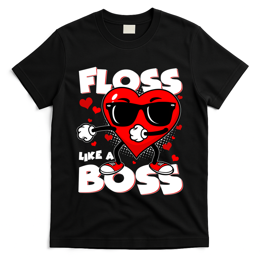 Valentine Floss Like A Boss Heart T-Shirt