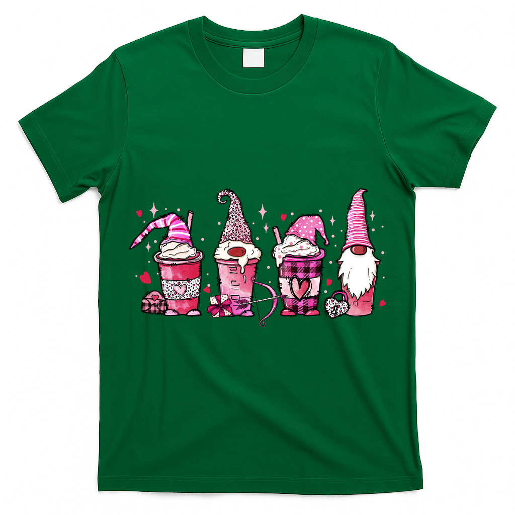 Valentine Gnomes Drink Coffee Latte Valentine T-Shirt