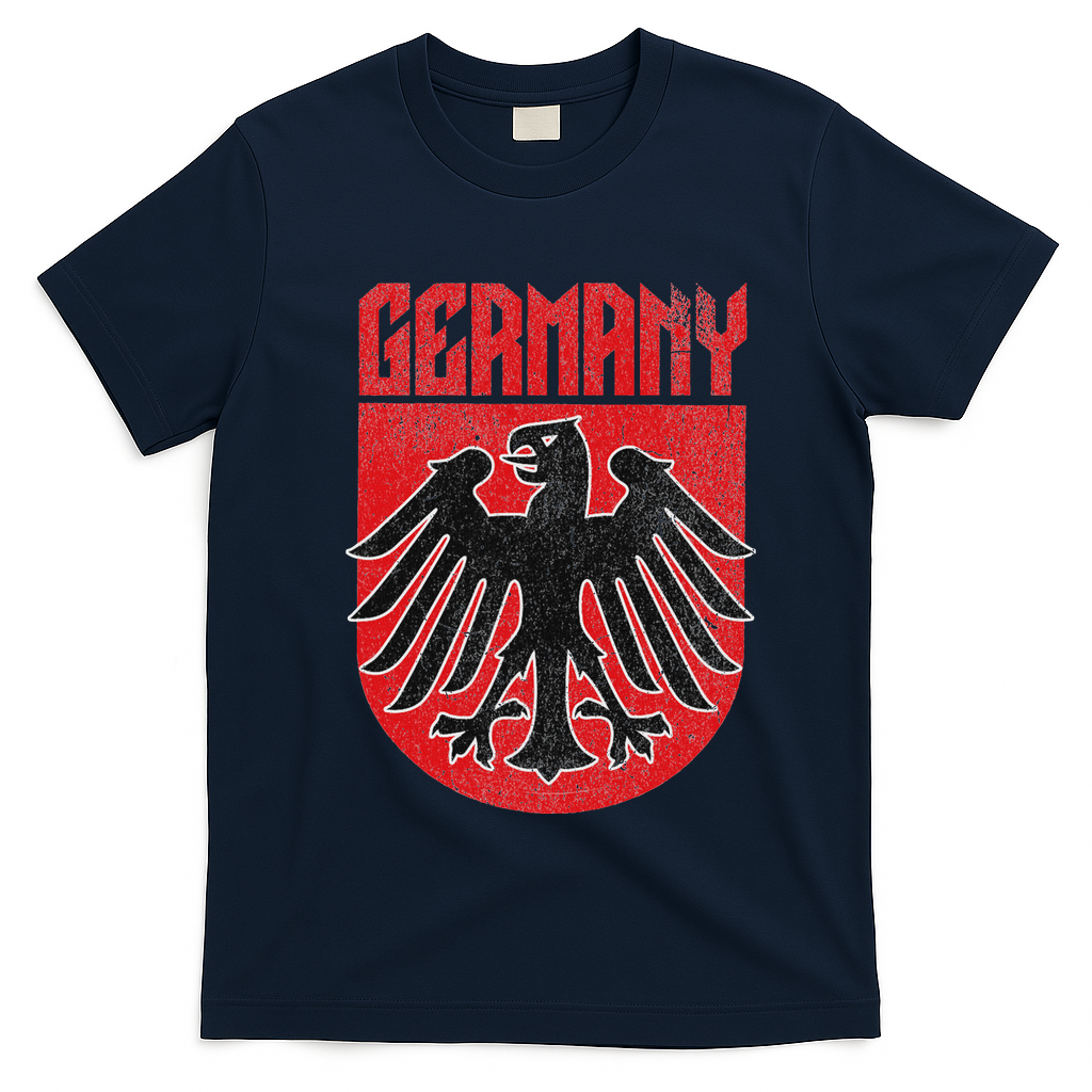 Vintage German Eagle Deutschland Red Stocking Stuffer T-Shirt - Navy Blue