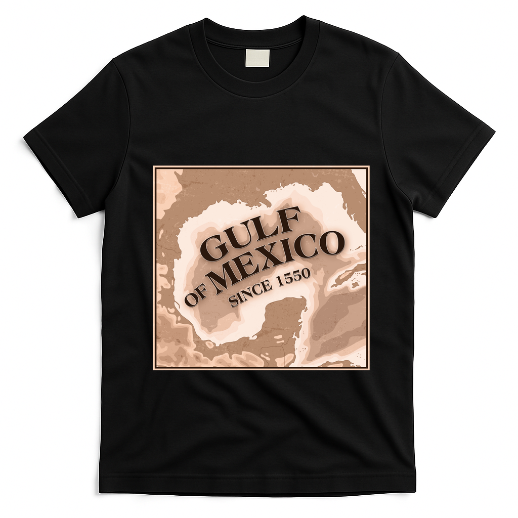 Vintage Gulf Of Mexico Since 1550 Map T-Shirt - Black