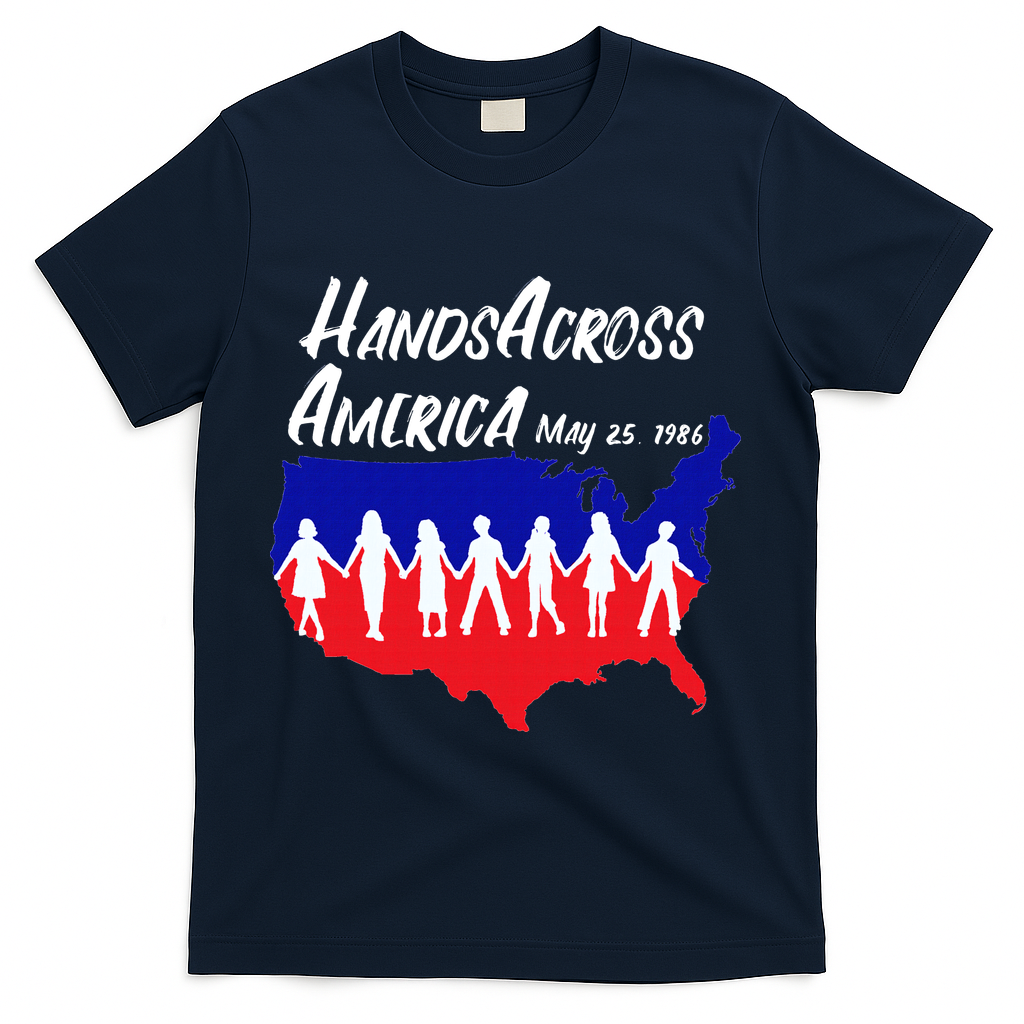 Vintage Hands Across America 1986 T-Shirt - Navy