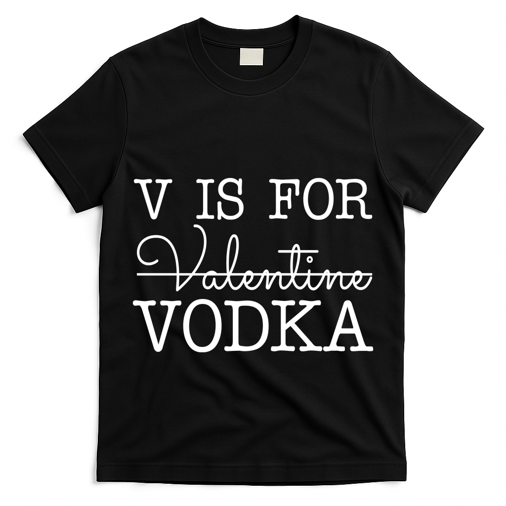 V Is For Vodka Funny Valentines Day T-Shirt