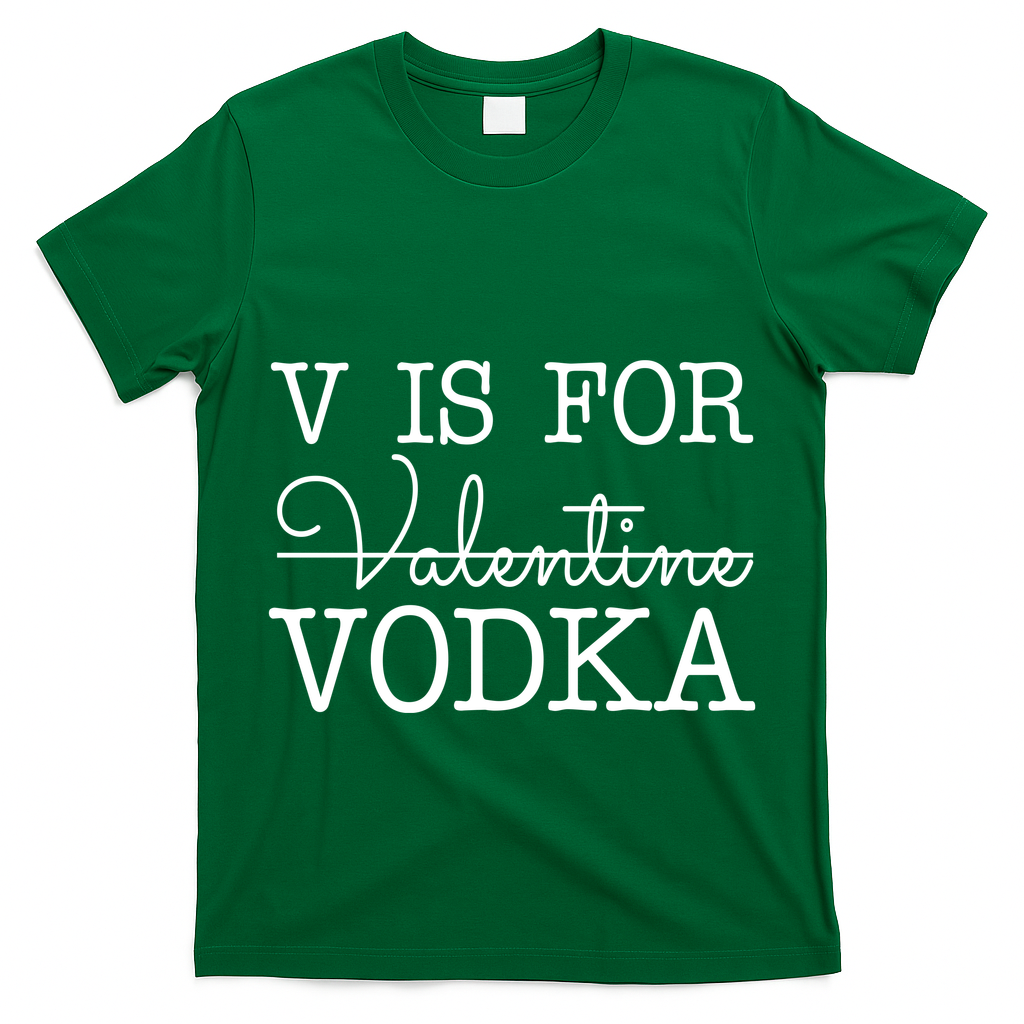 V Is For Vodka Funny Valentines Day T-Shirt