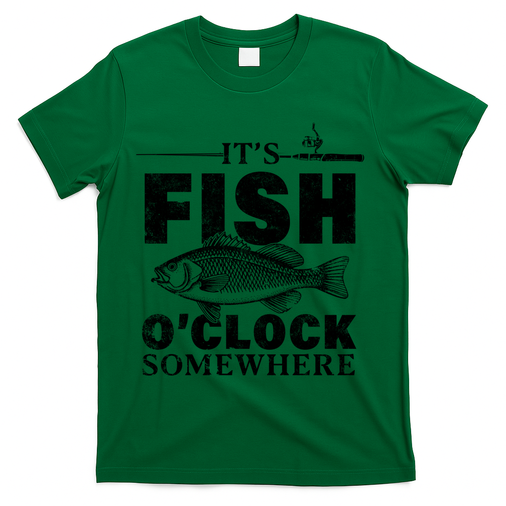 Vintage It's Fish O'Clock Somewhere T-Shirt - Green