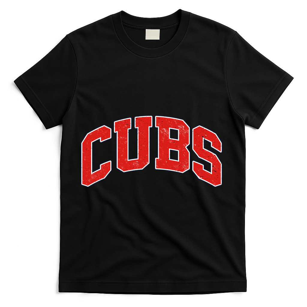 Varsity Logo Cubs Baseball Sports Fan T-Shirt - Black