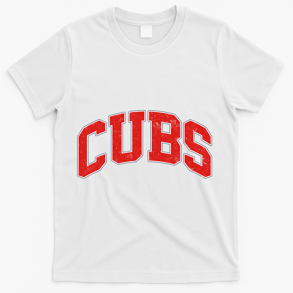 Varsity Logo Cubs Baseball Sports Fan T-Shirt - White