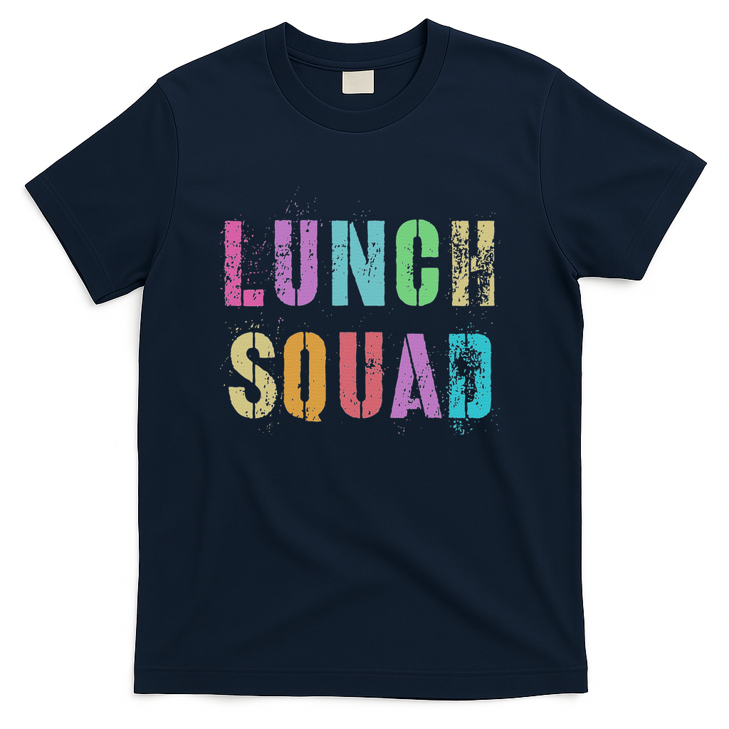 Vintage Lunch Squad Back To School Office Food Service Crew T-Shirt - Navy