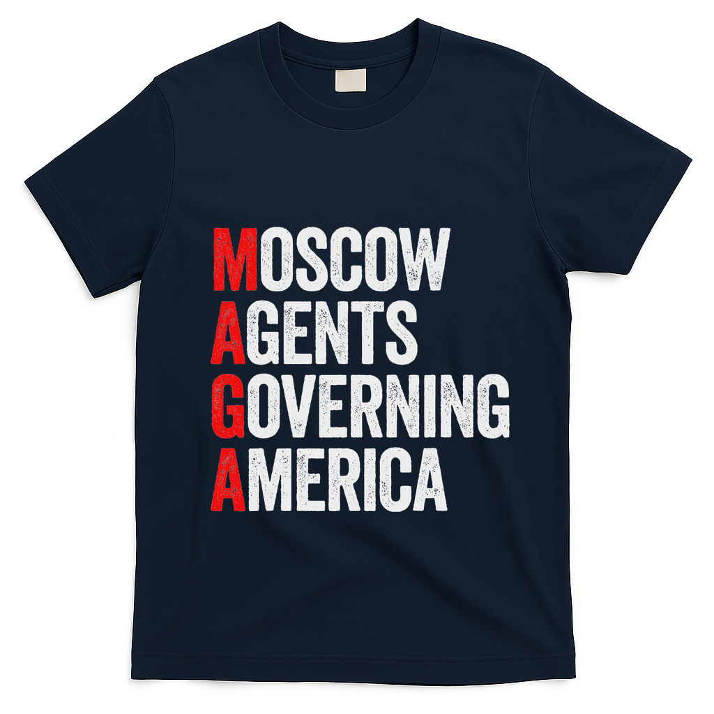 Vintage Moscow Agents Governing America Anti Trump Women T-Shirt - Navy Blue
