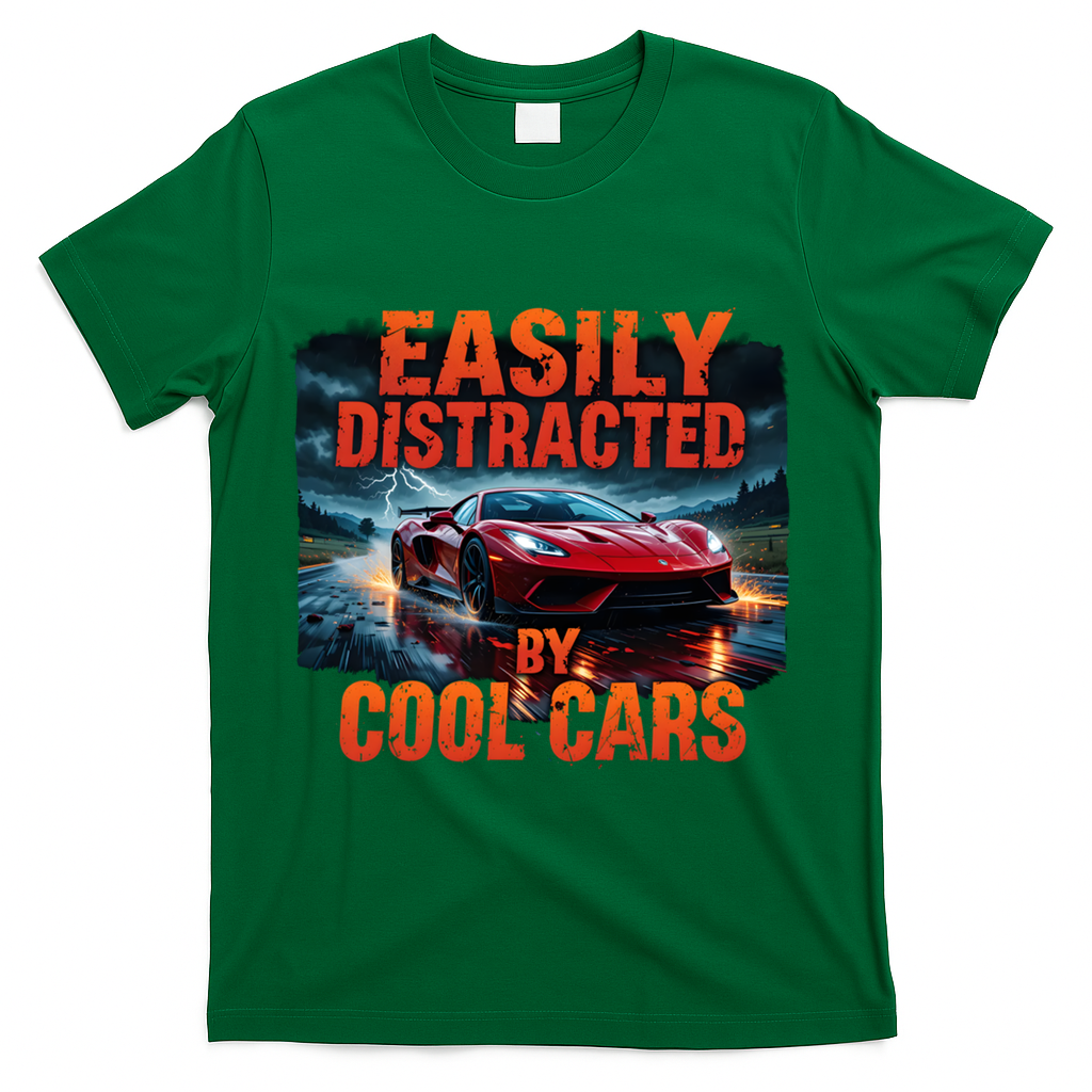 Vintage Muscle Car Easily Distracted By Cool Cars  Gift T-Shirt - Green