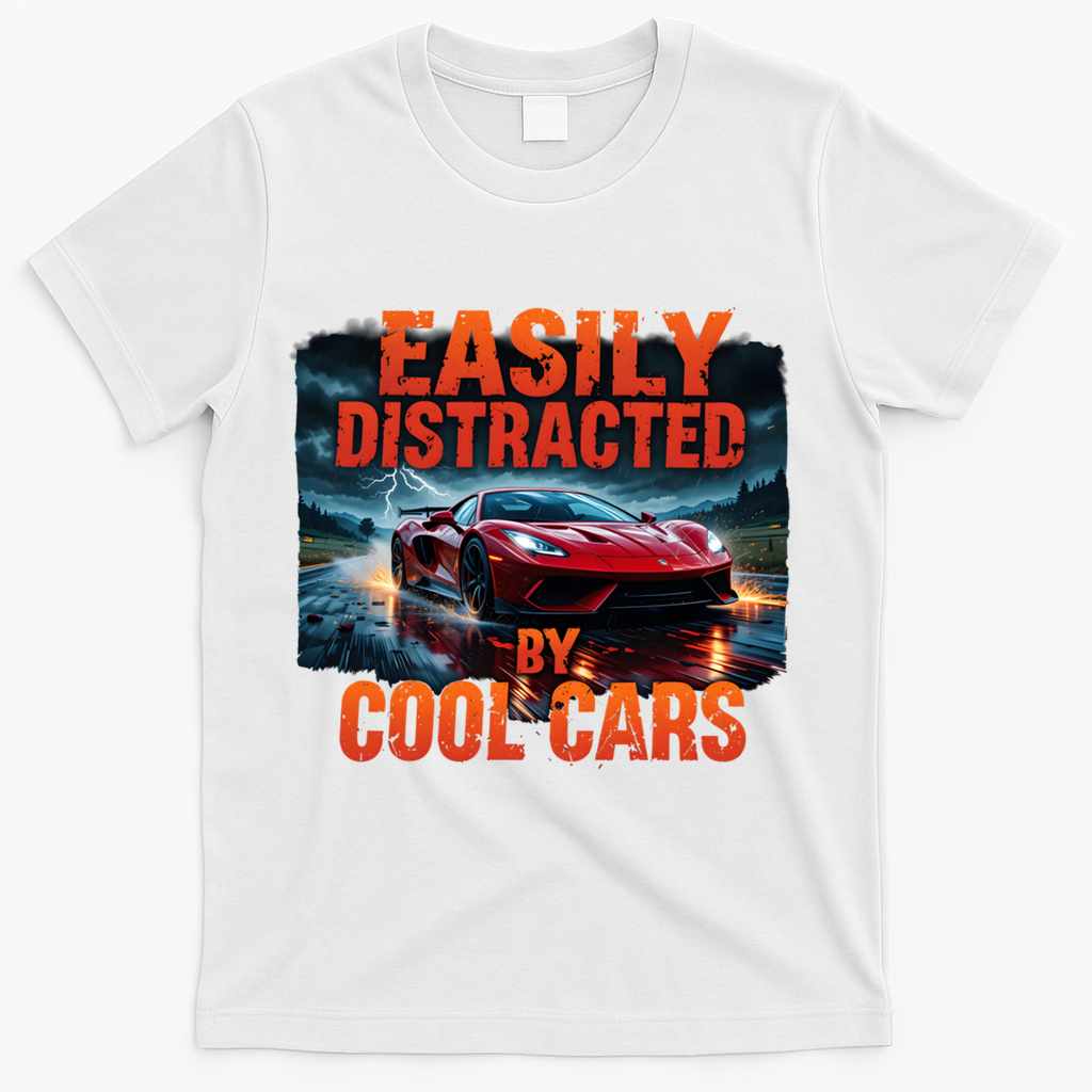 Vintage Muscle Car Easily Distracted By Cool Cars  Gift T-Shirt - White