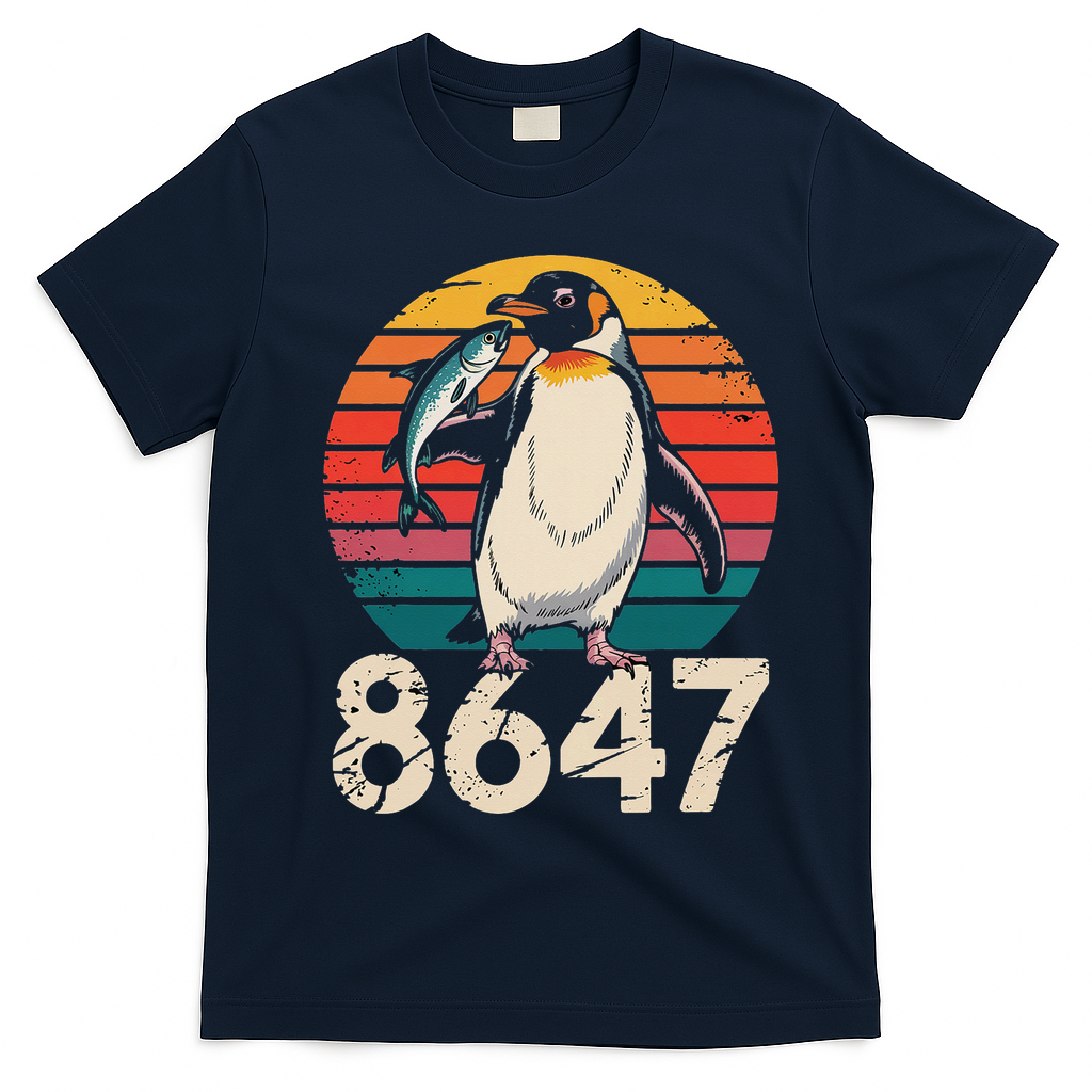 Vintage Penguin 86 47 Protest - 8647 Penguin Anti Trump T-Shirt - Navy Blue