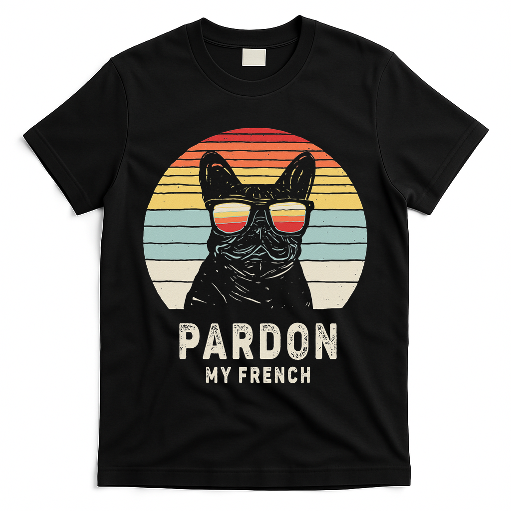 Vintage Retro Pardon My French Frenchie Bulldog Dog T-Shirt