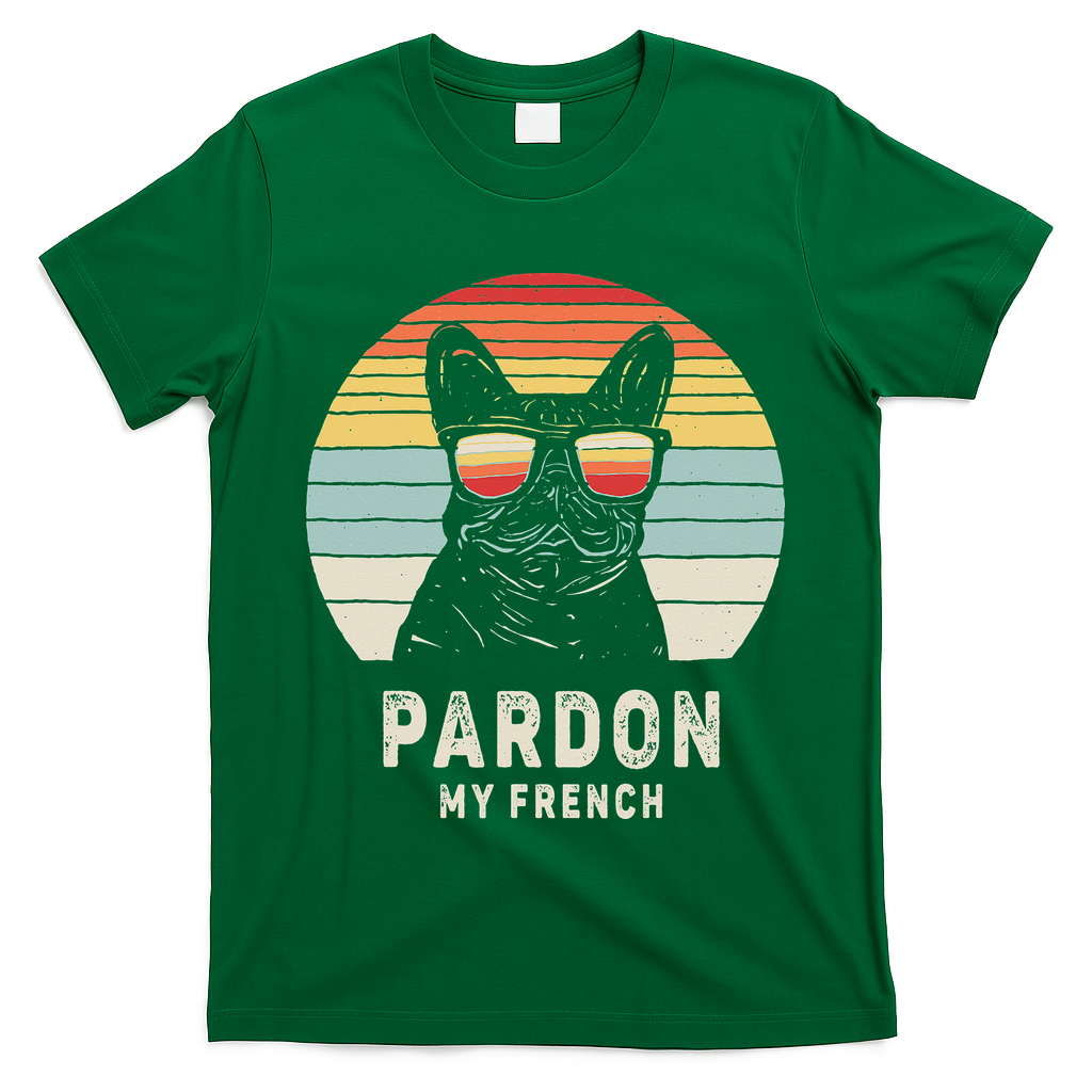 Vintage Retro Pardon My French Frenchie Bulldog Dog T-Shirt