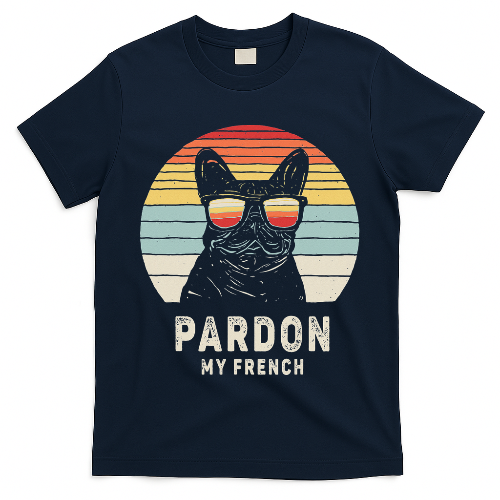 Vintage Retro Pardon My French Frenchie Bulldog Dog T-Shirt