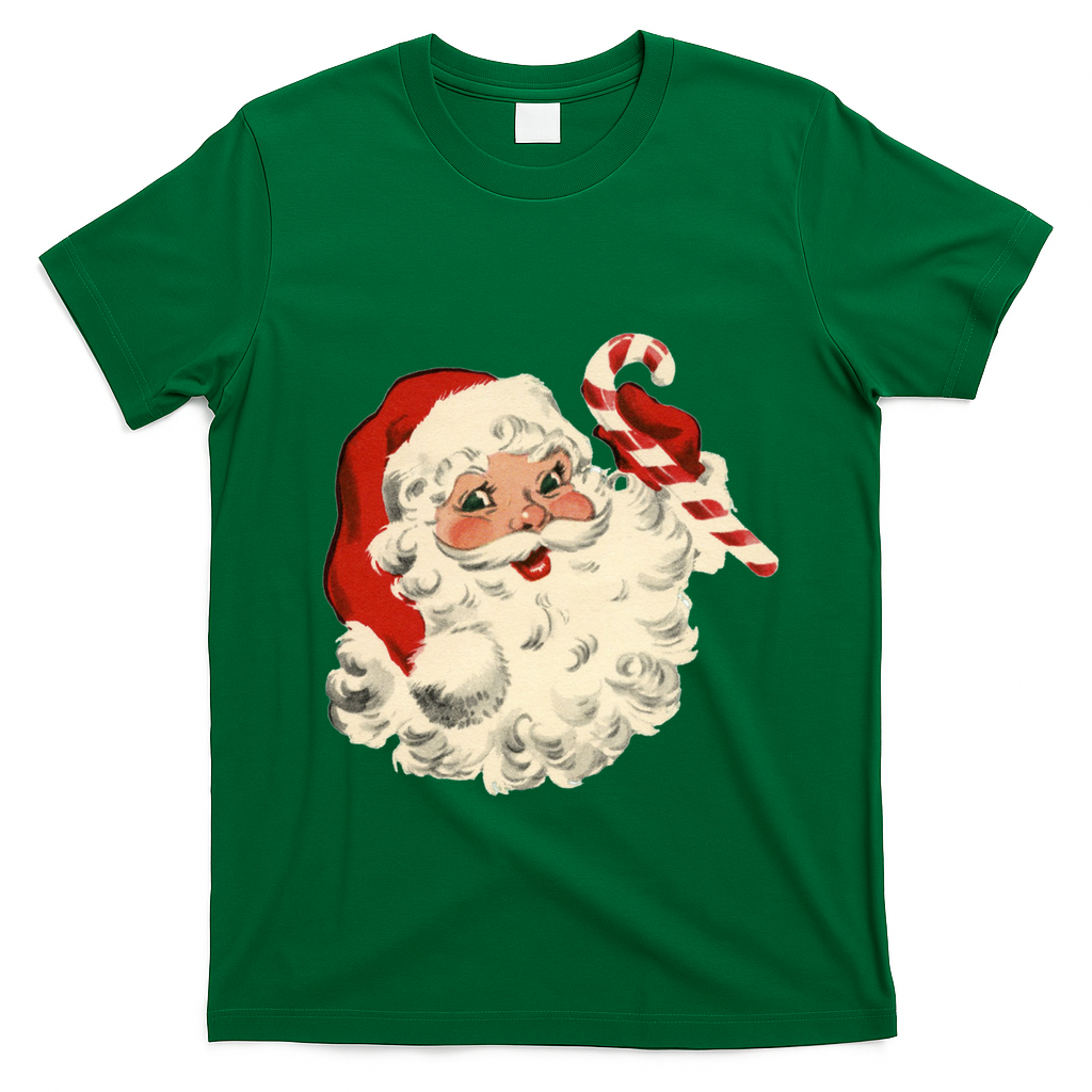 Vintage Retro Santa Claus Candy Cane Christmas Holiday Meaningful Gift T-Shirt - Irish Green