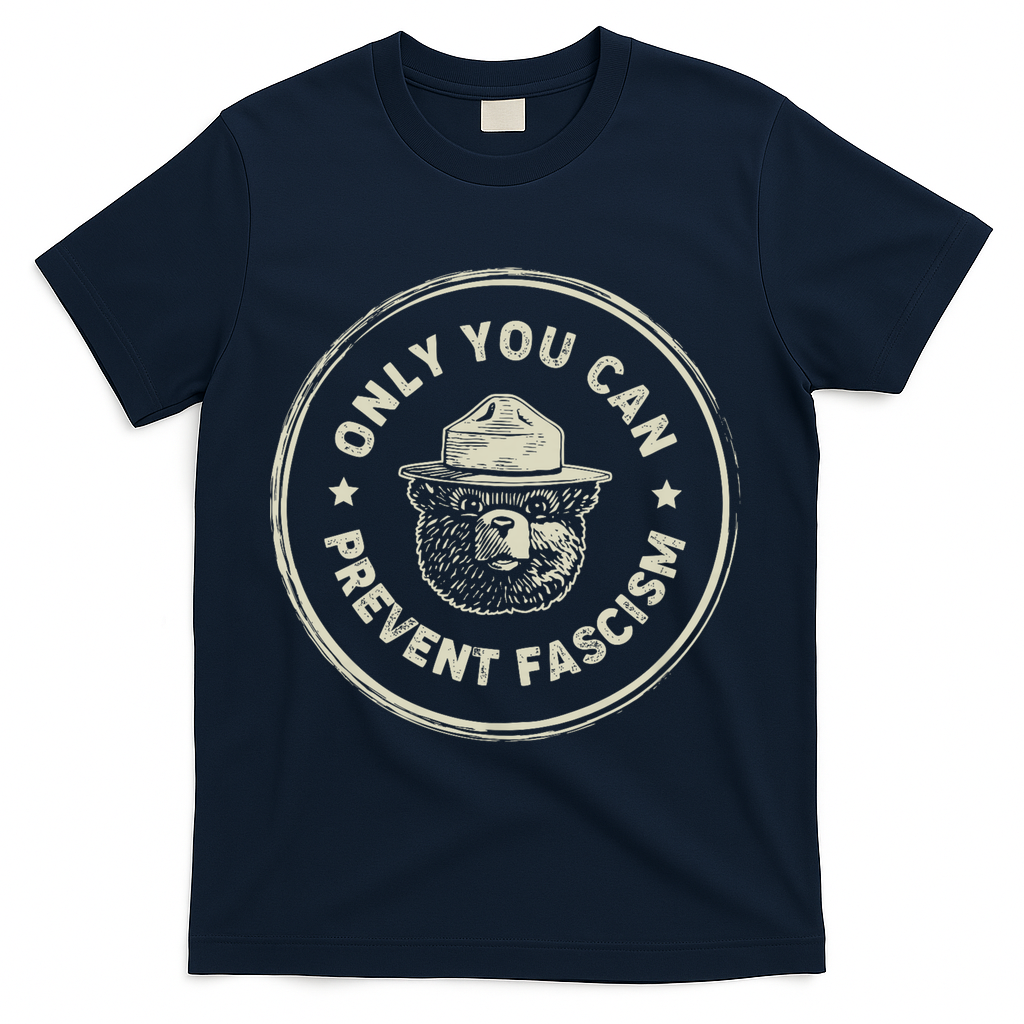 Vintage Resist Only You Can Prevent Fascism T-Shirt - Navy