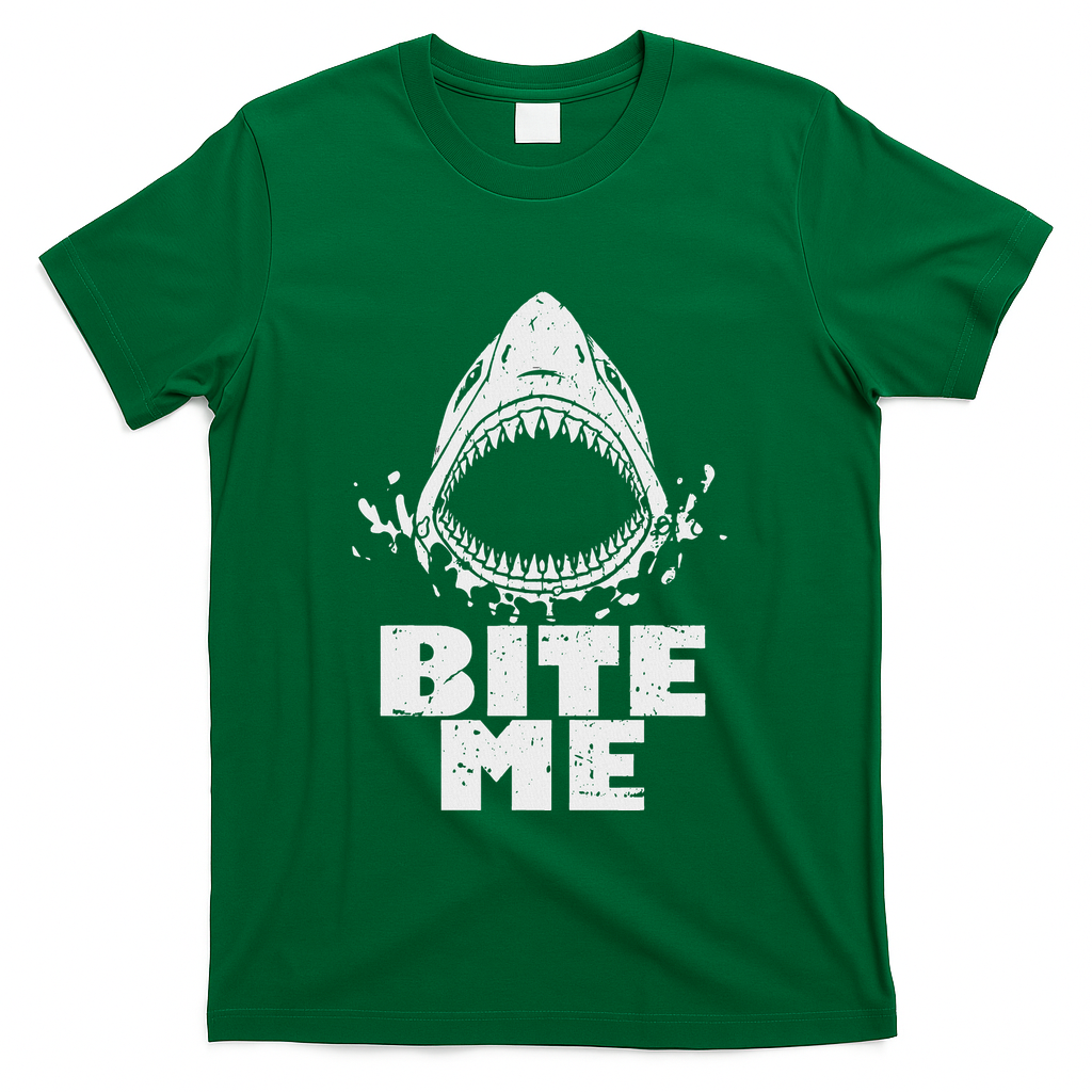 Vintage Shark Bite Me Shark T-Shirt - Green