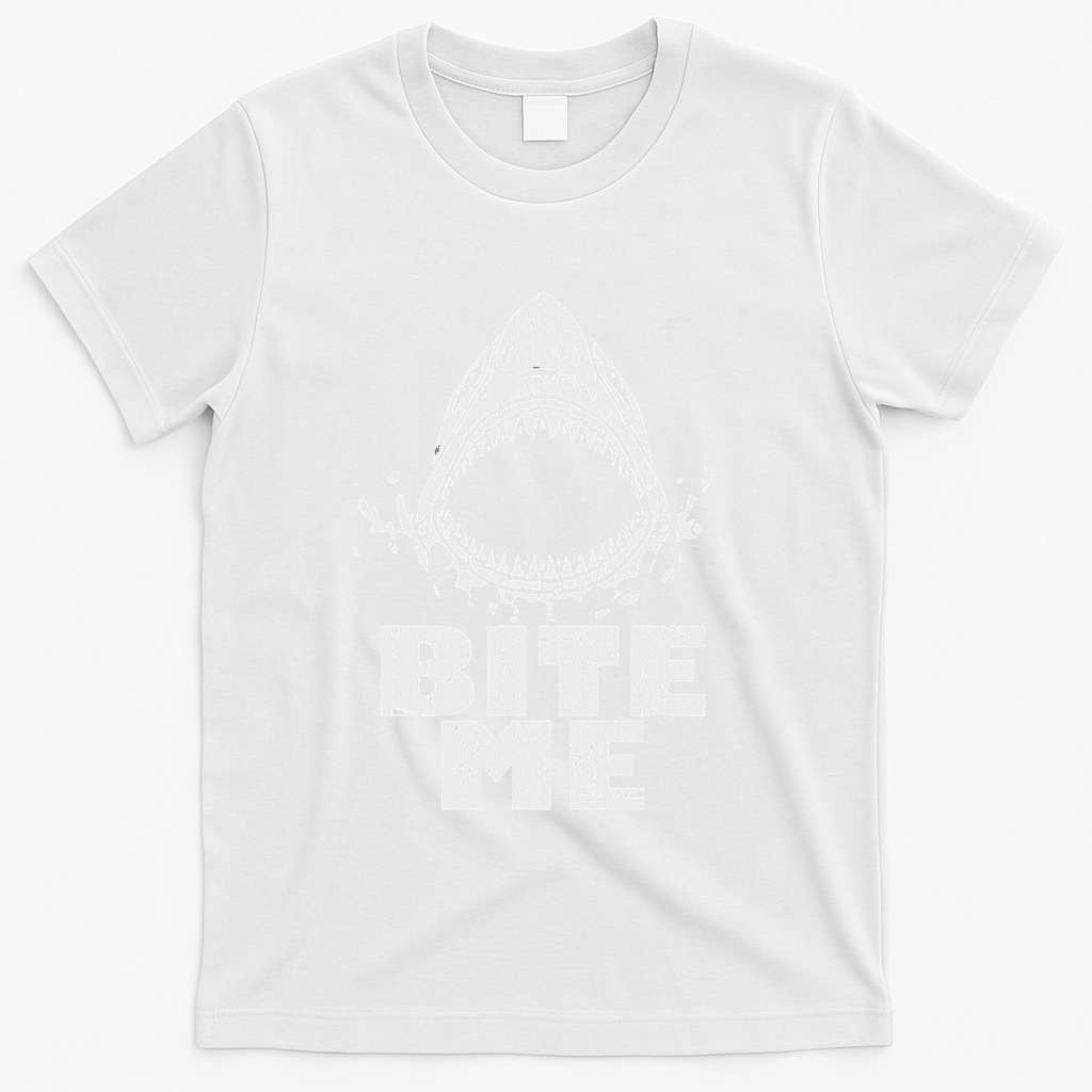 Vintage Shark Bite Me Shark T-Shirt - White