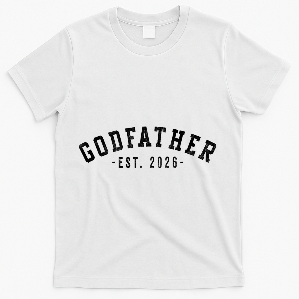 Varsity Style Godfather EST 2026 T-Shirt - White