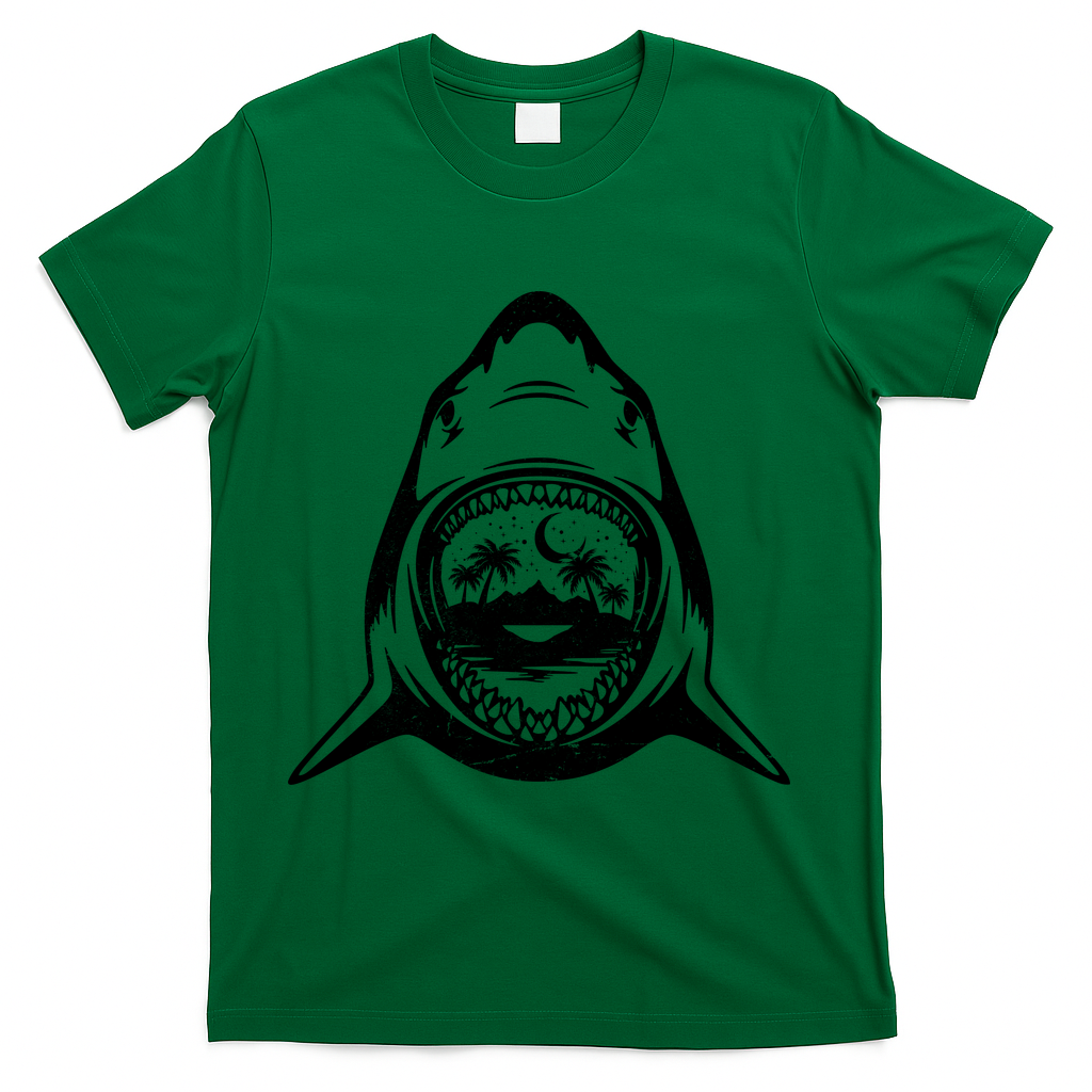 Vintage Shark Head Island T-Shirt - Green
