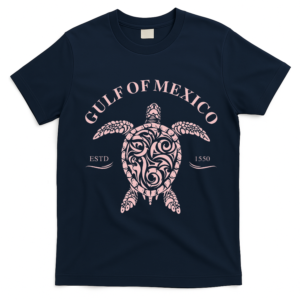 Vintage Sea Turtle Gulf of Mexico Est 1550 Anti Trump T-Shirt - Navy Blue