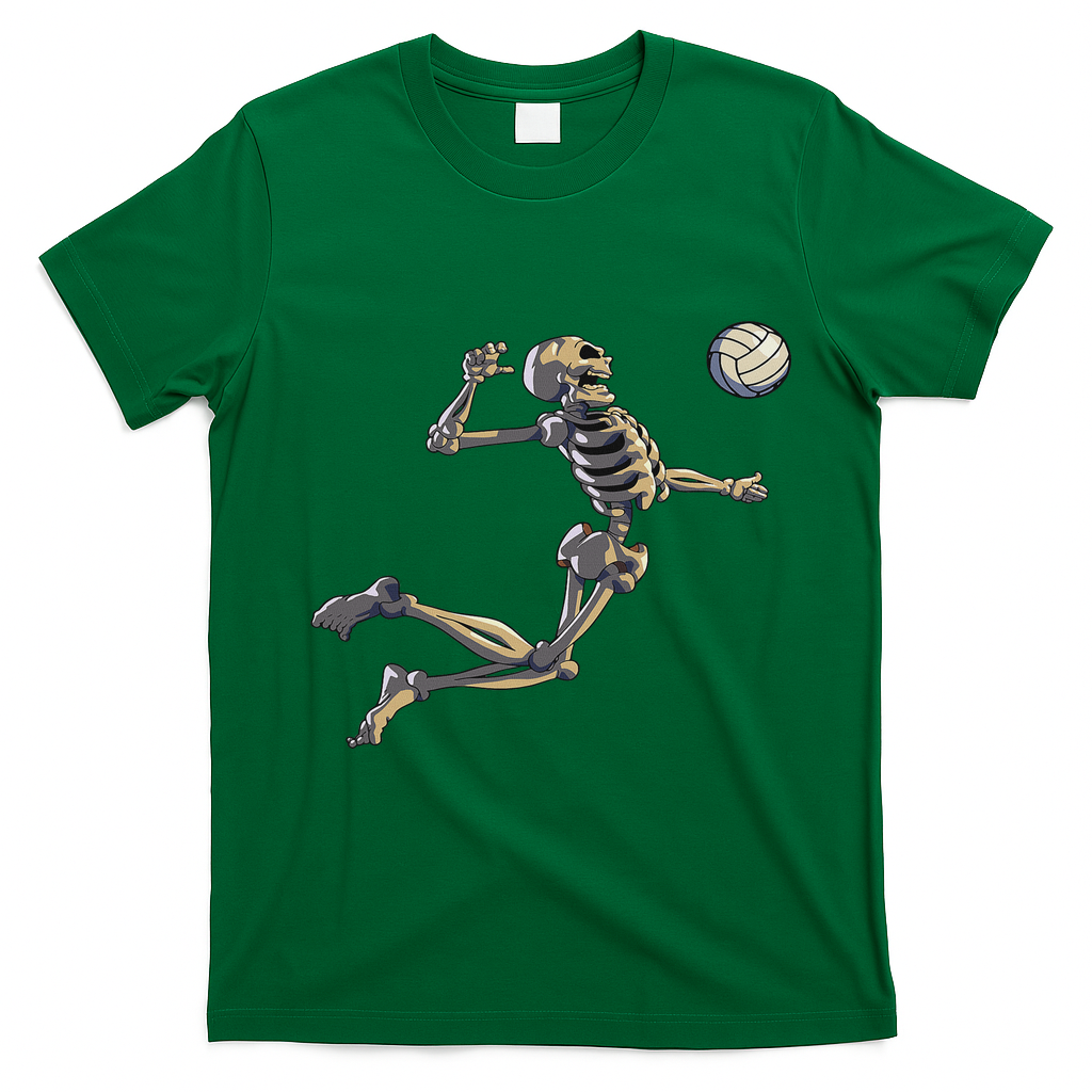 Volleyball Skeleton Women Volleyball Player Halloween T-Shirt - Irish Green
