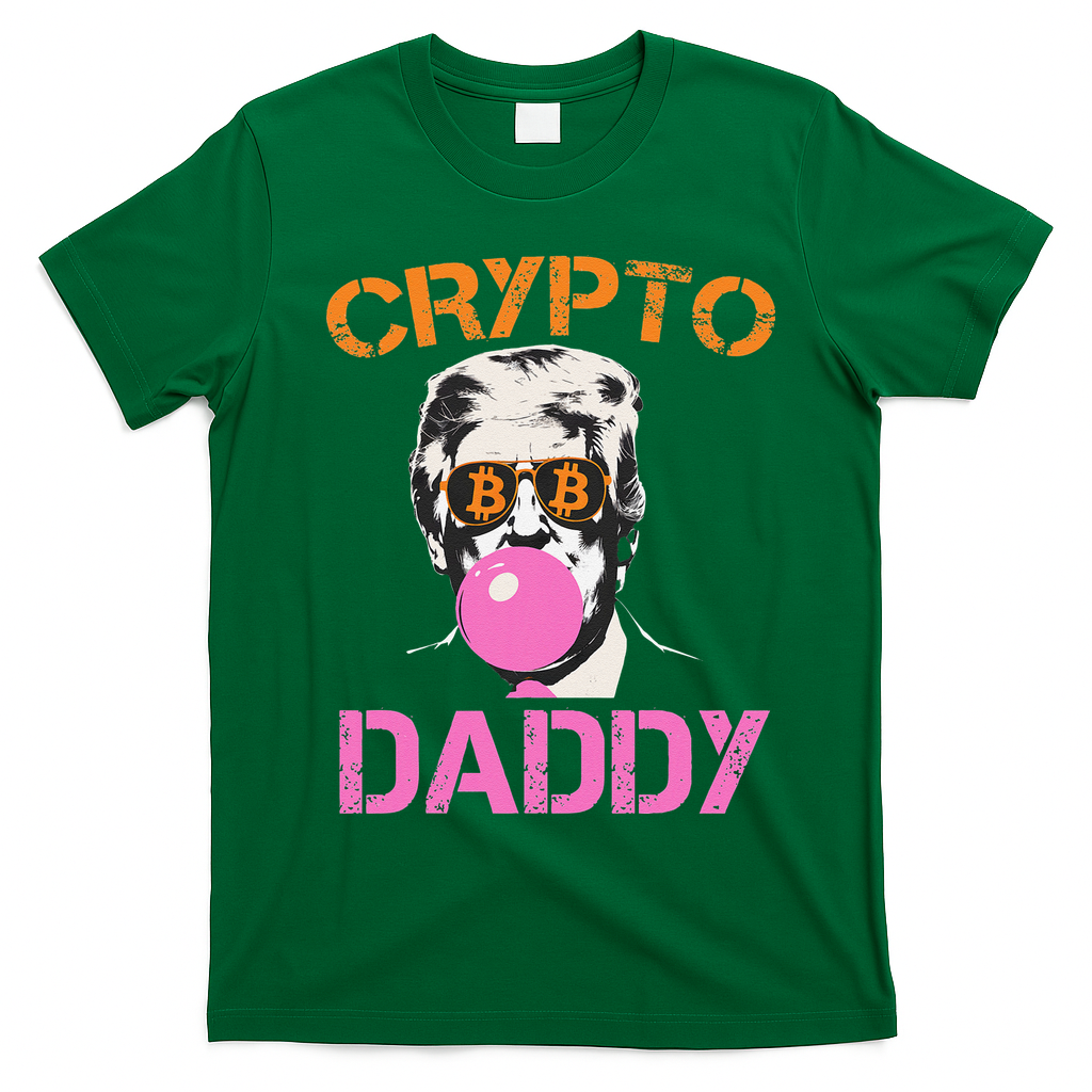 Vintage Trump Bitcoin Daddy Crypto Sarcasm Investment Squad T-Shirt - Irish Green