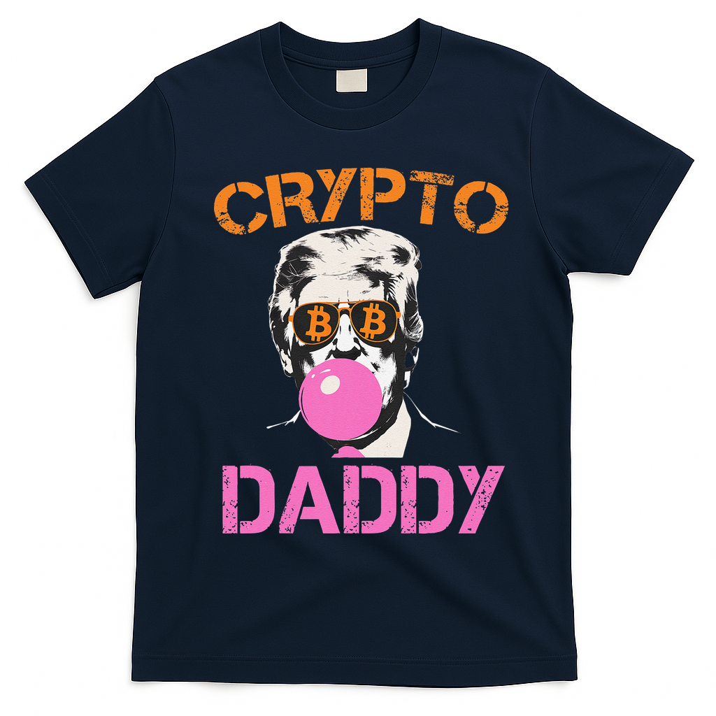 Vintage Trump Bitcoin Daddy Crypto Sarcasm Investment Squad T-Shirt - Navy Blue