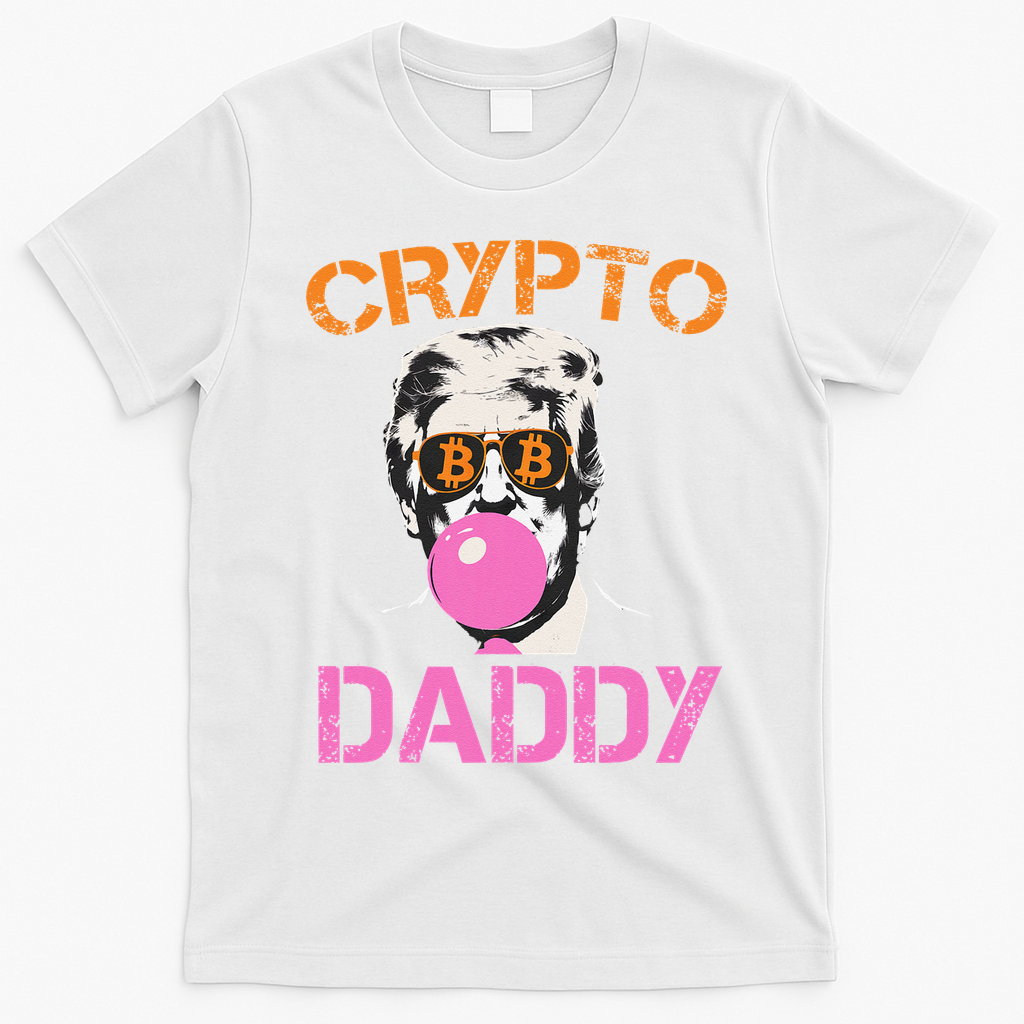 Vintage Trump Bitcoin Daddy Crypto Sarcasm Investment Squad T-Shirt - White