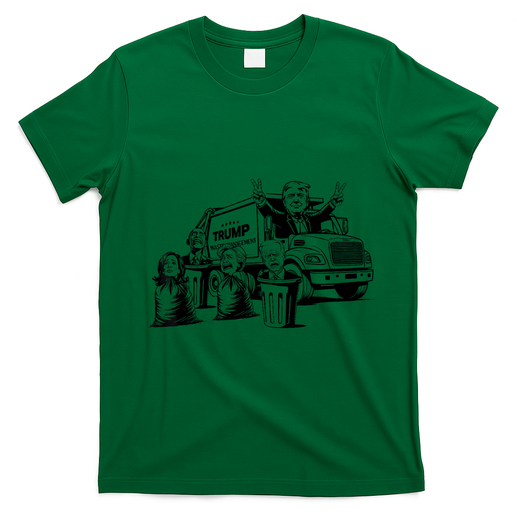 Vintage Trump Garbage Truck Waste Management 47th President T-Shirt - Irish Green