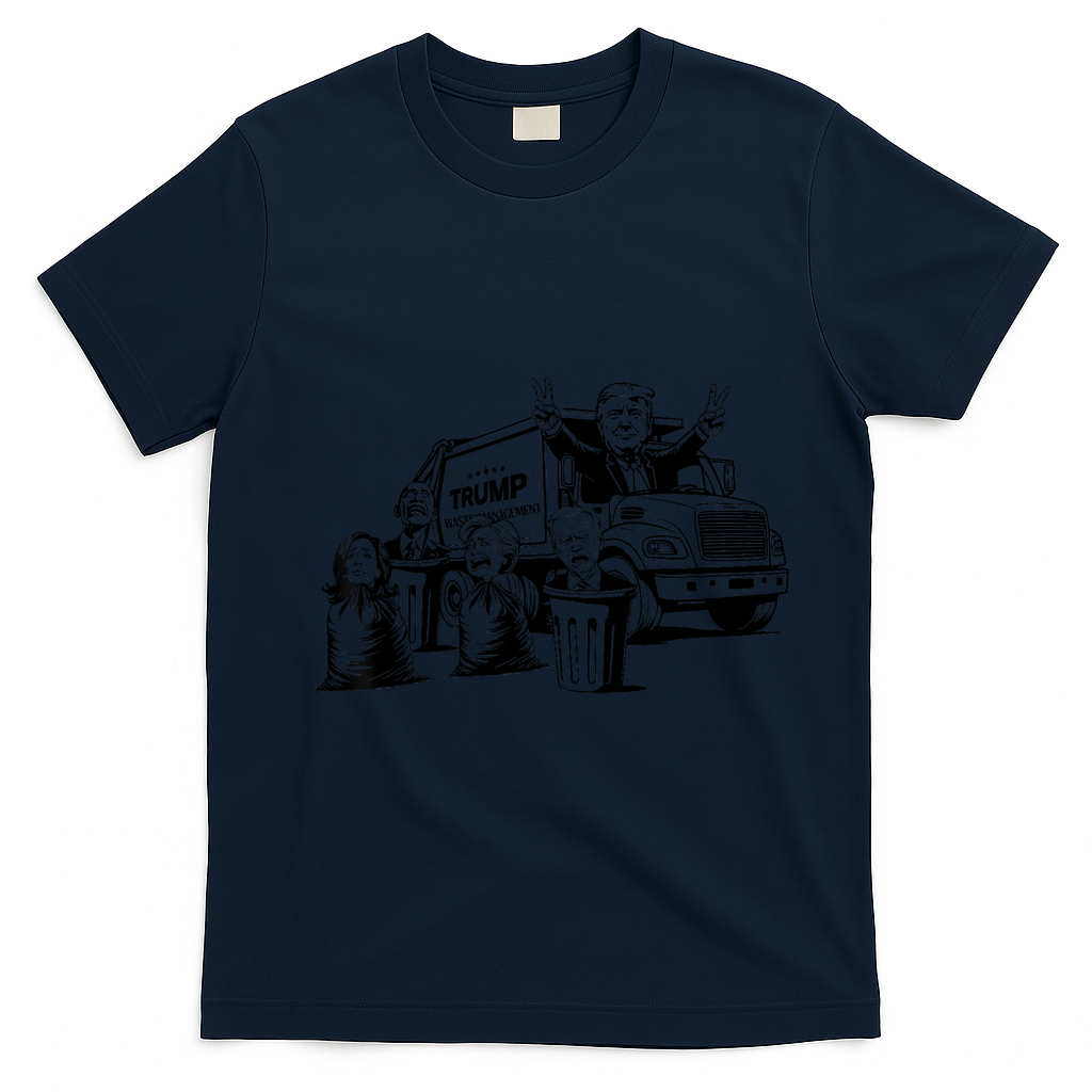 Vintage Trump Garbage Truck Waste Management 47th President T-Shirt - Navy Blue
