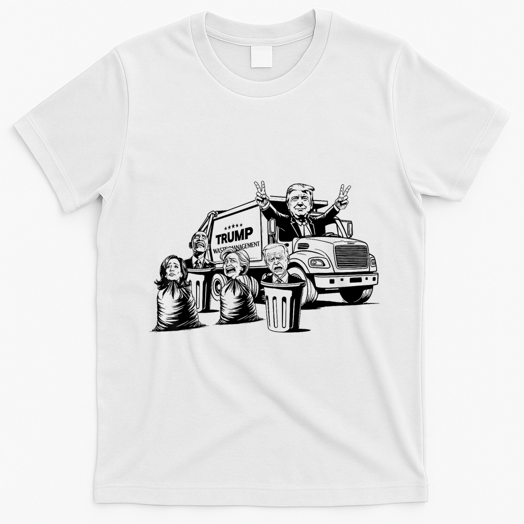 Vintage Trump Garbage Truck Waste Management 47th President T-Shirt - White