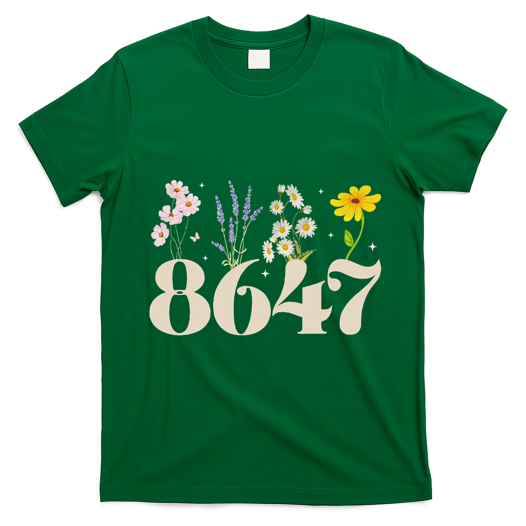 Vintage Wildflower 8647 Subtle Anti Trump Anti 86 47 Saying T-Shirt - Irish Green