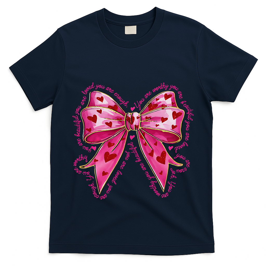 Valentine You Are Loved Worthy Enough Coquette Heart Teacher T-Shirt
