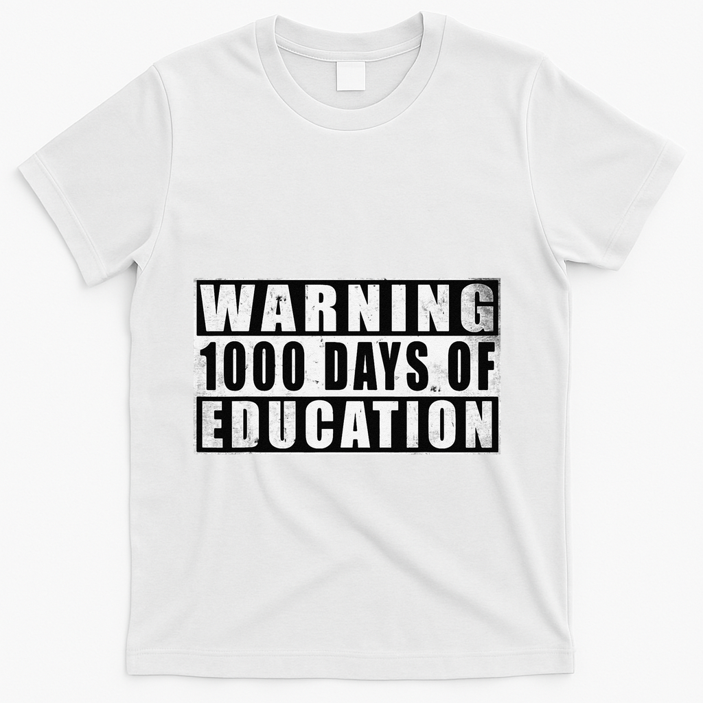 Warning 1000 Days Of Education 1000 Days Of School 5th Grade T-Shirt - White