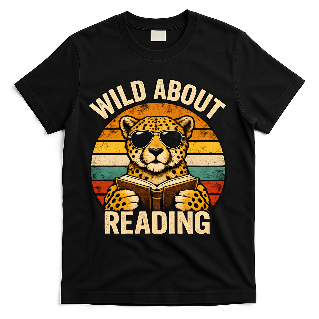 Wild About Reading Cheetah T-Shirt - Black