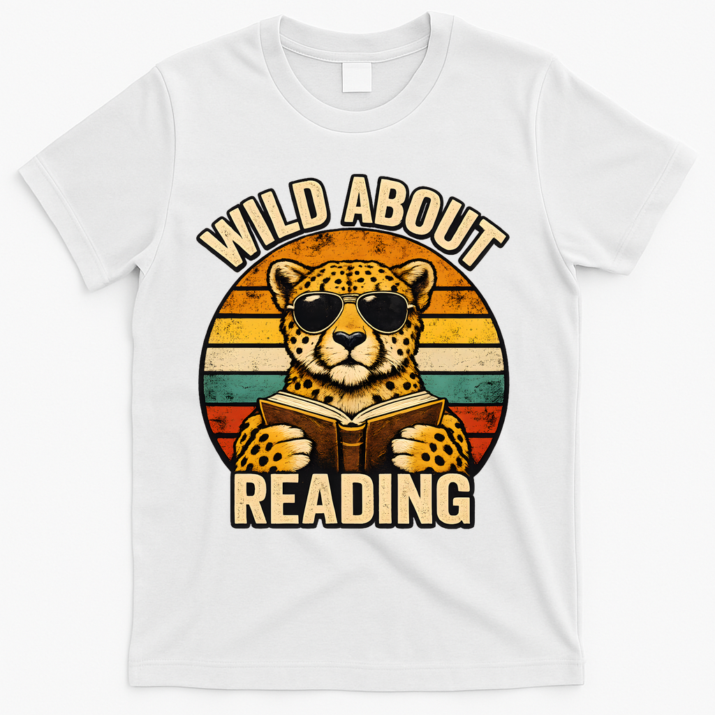 Wild About Reading Cheetah T-Shirt - White