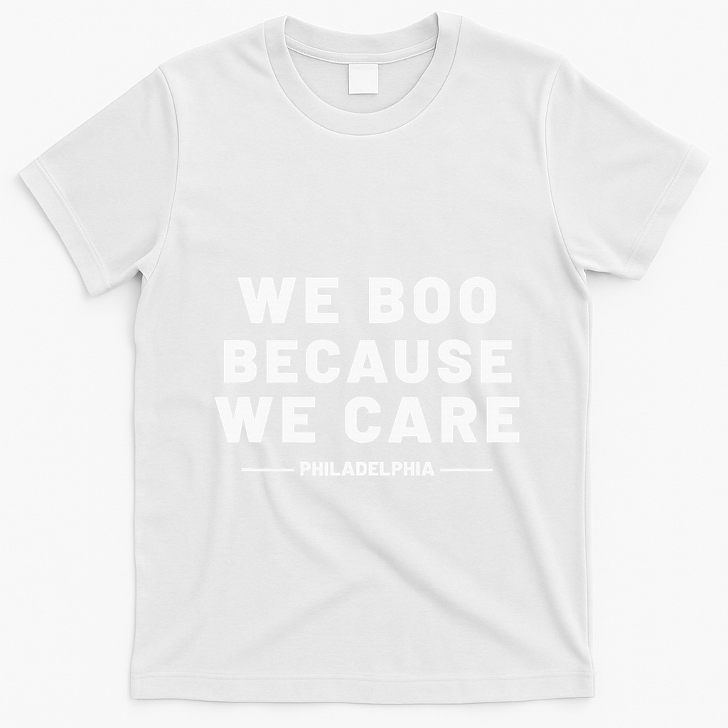 We Boo Because We Care Philadelphia Sports T-Shirt - White