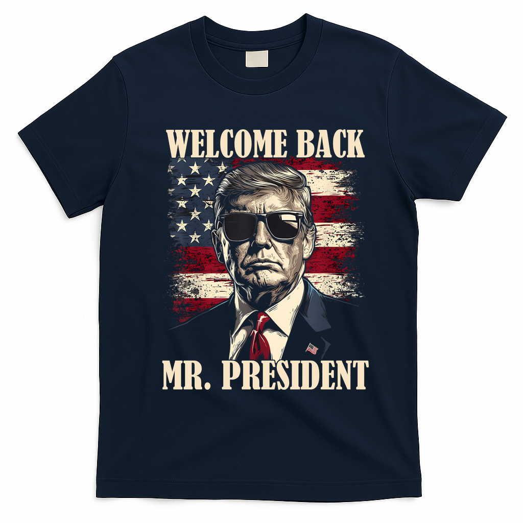 Welcome Back Mr President Donald Trump Victory T-Shirt - Navy Blue