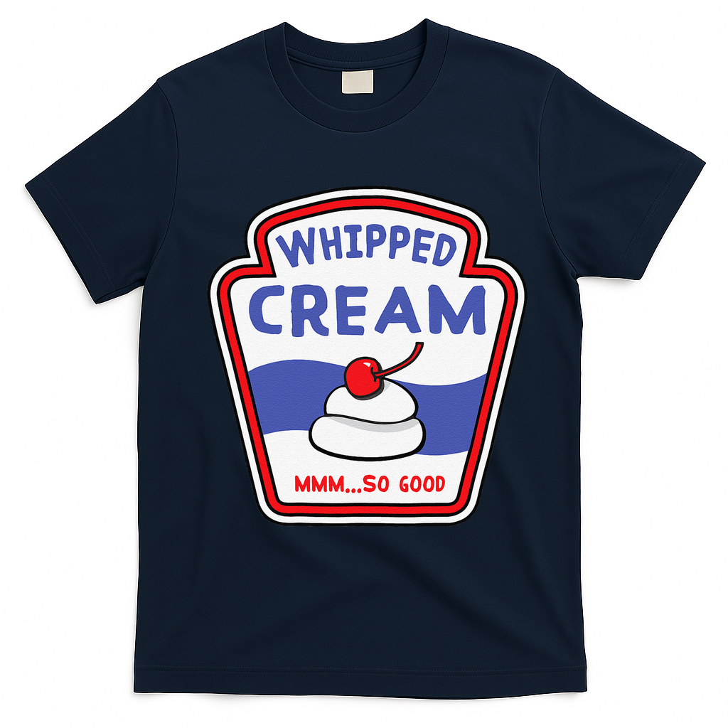 Whipped Cream Condiment Ice Cream Halloween Costume T-Shirt - Navy Blue