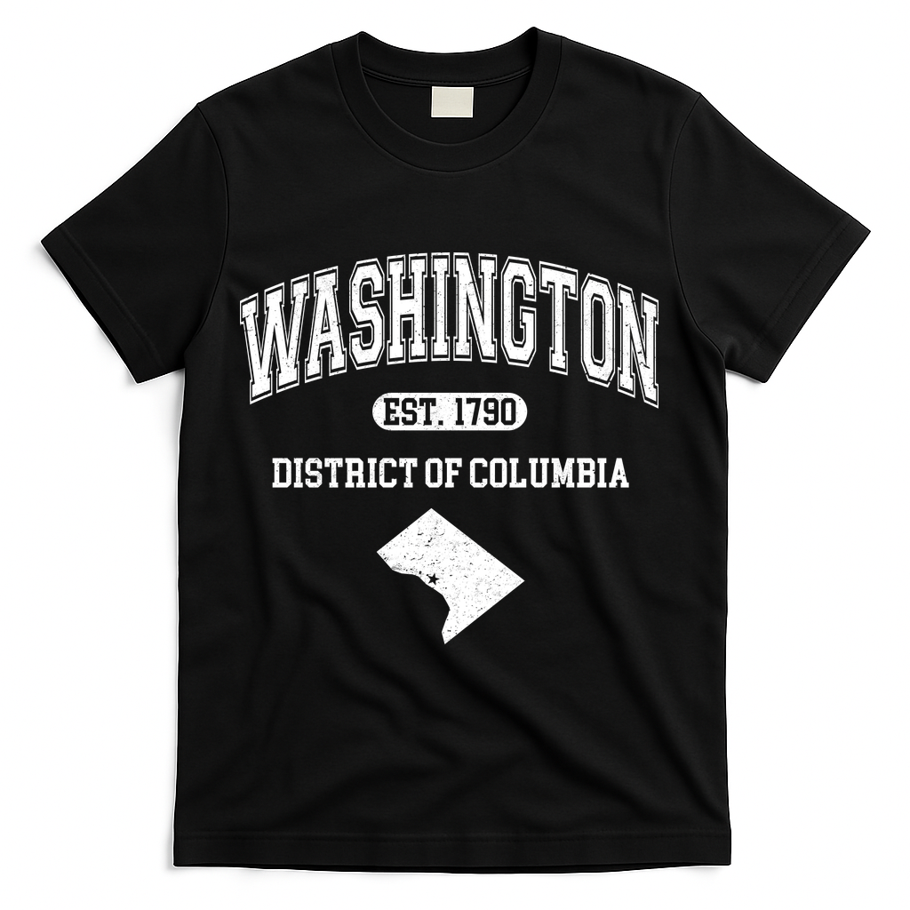 Washington DC District Of Columbia Est 1790 Varsity T-Shirt - Black